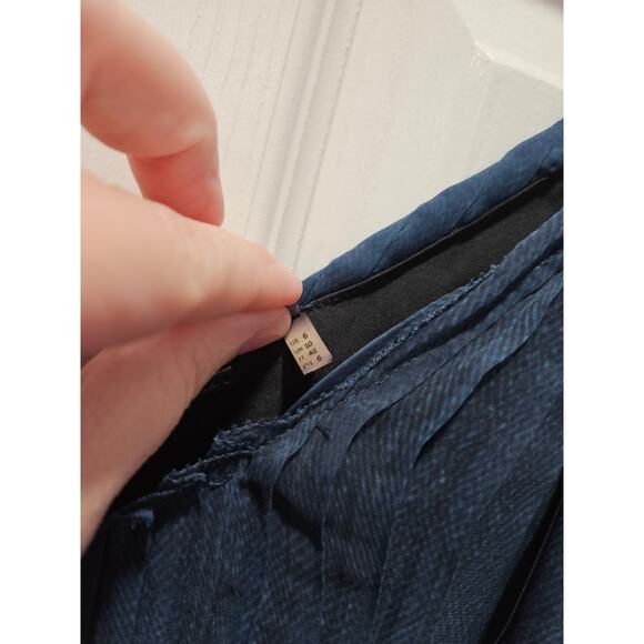 Elie Tahari Sleeveless Maxi Chiffon Pleated Navy Blue Formal Evening Dress Sz 6 - Picture 5 of 10